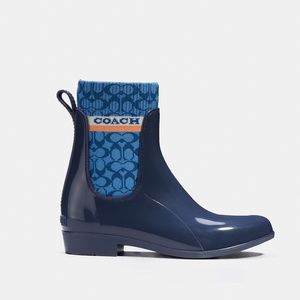 NEW Coach Soft Lined Outdoor Garden Work Shoes Rain Boots Ankle Booties Blue 5